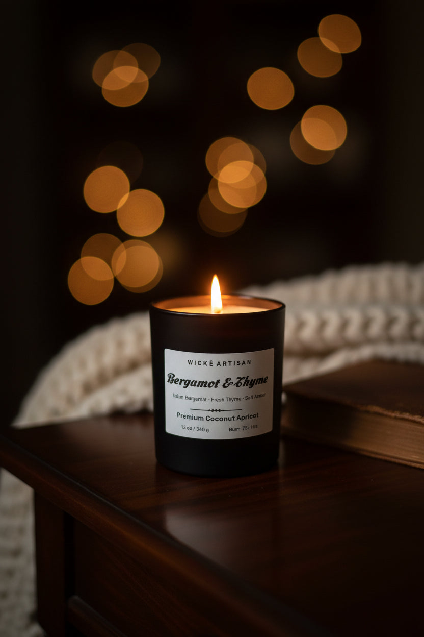 Bergamot & Thyme candle by Wické, hand-poured in small batches in Canada