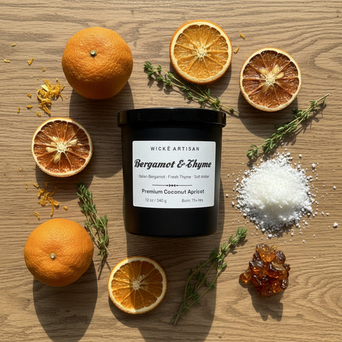 Wické Bergamot & Thyme artisan candle — hand-poured in Canada
