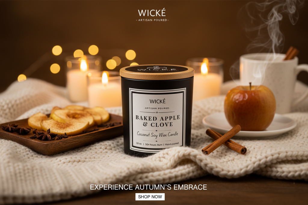 Wické candle with packaging on a white background