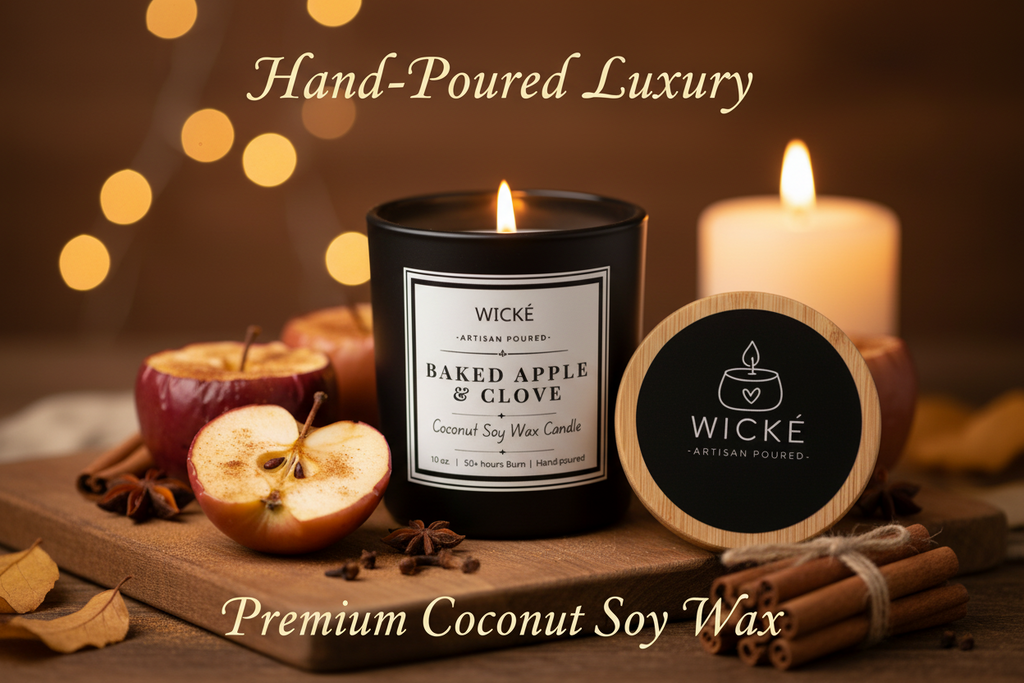 Wicke candle with black lid on a white background