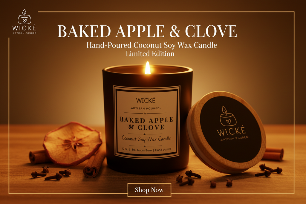 Wicke candle with black lid on a white background