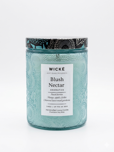 Wické Blush Nectar candle in a textured glass jar on a white background