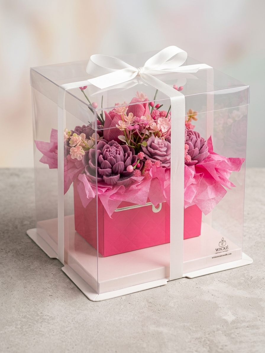 Luxury Dark Pink Floral Purse Candle Bouquet | The Ultimate Keepsake Gift