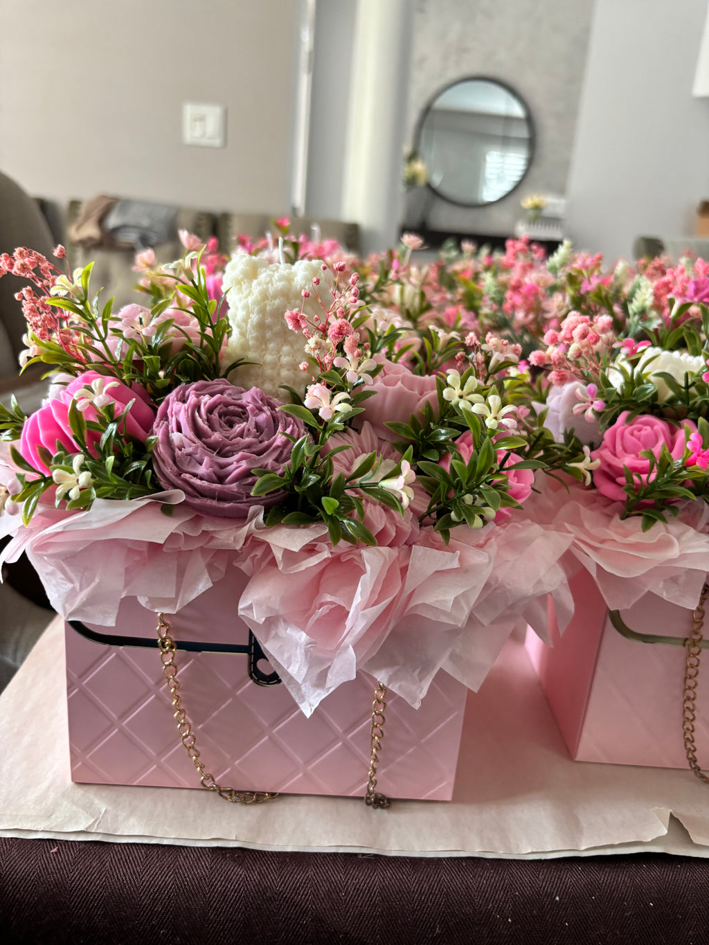 Bouquet de bougies de luxe rose floral | Le cadeau souvenir ultime