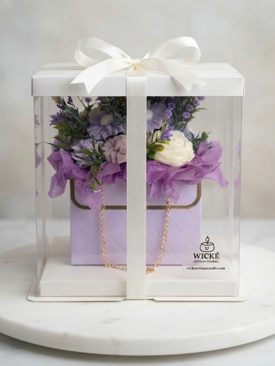 Wické Purple Floral Purse Candle Bouquet — hand-poured in Canada