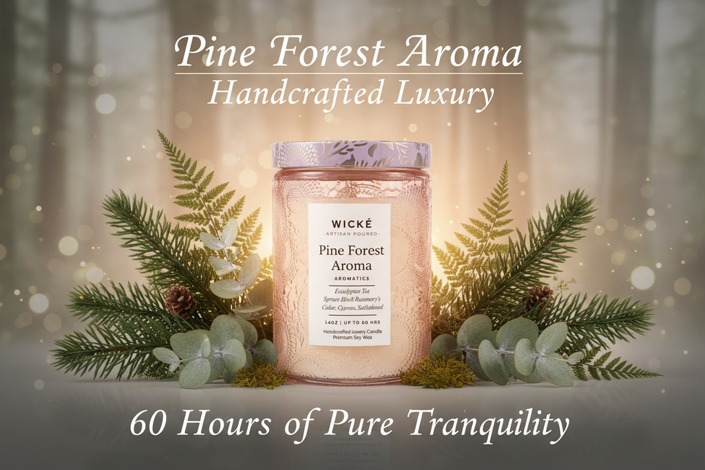 Wické Pine Forest Aroma candle in a glass jar on a white background