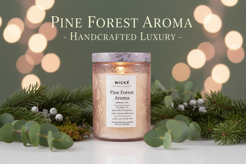 Wické Pine Forest Aroma candle in a glass jar on a white background
