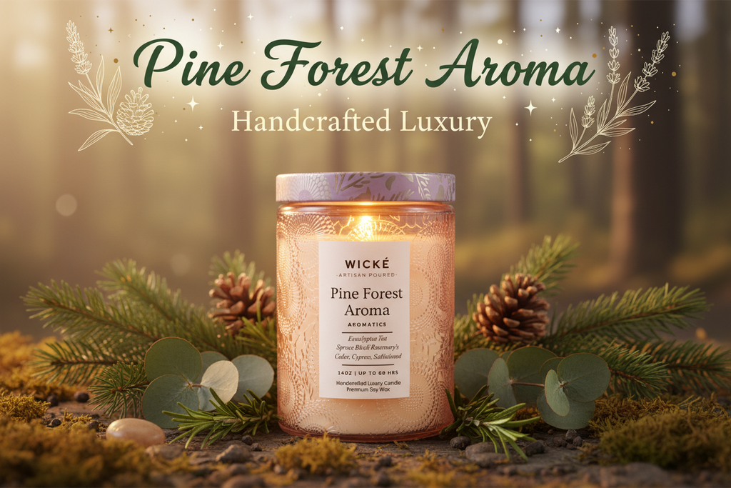 Wické Pine Forest Aroma candle in a glass jar on a white background
