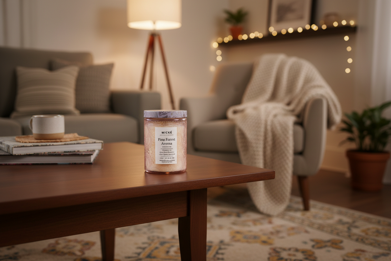 Wické Pine Forest Aroma candle in a glass jar on a white background