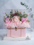 Pink Floral Purse Candle Bouquet by Wické, made with hand-poured wax