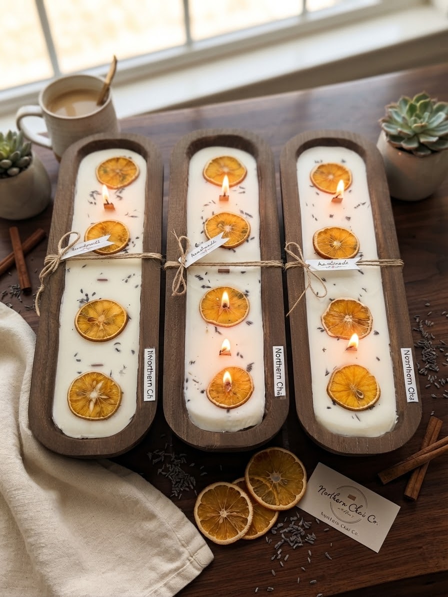 large Northern Chai dough bowl candle by Wické, made with coconut apricot soy wax